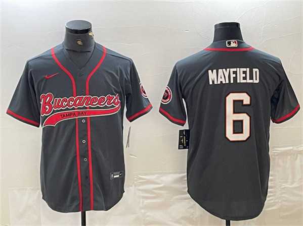 Mens Tampa Bay Buccaneers #6 Baker Mayfield Grey Cool Base Baseball Stitched Jersey->tampa bay buccaneers->NFL Jersey